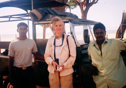 Debbie McGuinn and two trekkers at Yala