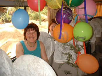 Janet inside the coach with her birthday's decorations. 2010