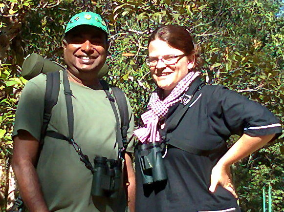 Prasanjith Caldera with Lisa Arenson in the Sinharaja Rainforest