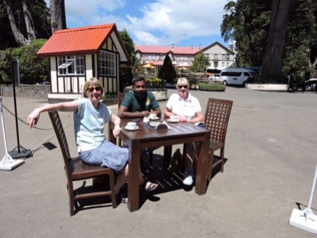 Christine and Carole in Sri Lanka with Chameera