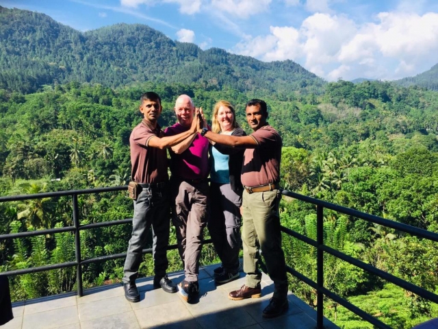 Debbie and Chris Moore with guide Thilina and Indunil