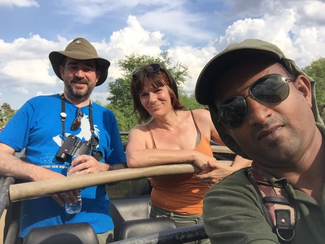 Safari in Yala National Park -- Lisa Correl and Julian with Thilina