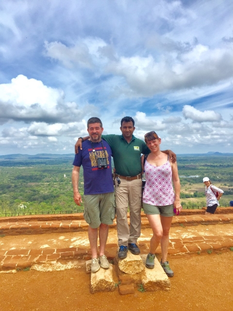 Lisa Correl and Julian with Thilina on top of Sigiriya rock